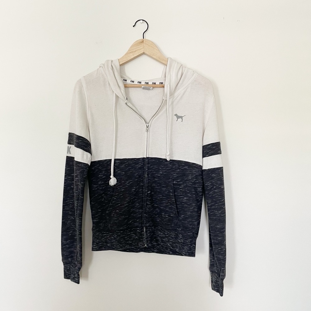 Victoria’s Secret Pink White & Gray Full Zip Hoodie
